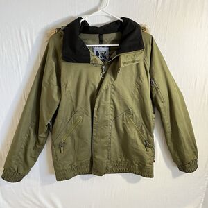 Burton Dryride Da Nang Green Ski Snowboard softshell Jacket Coat size L Hoodie